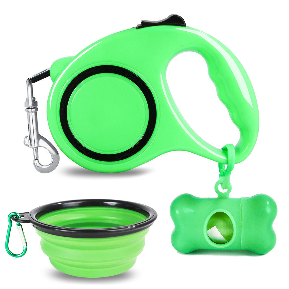 Pet Supplies Dog Leash Foldable Dog Bowl Pickup Garbage Bag