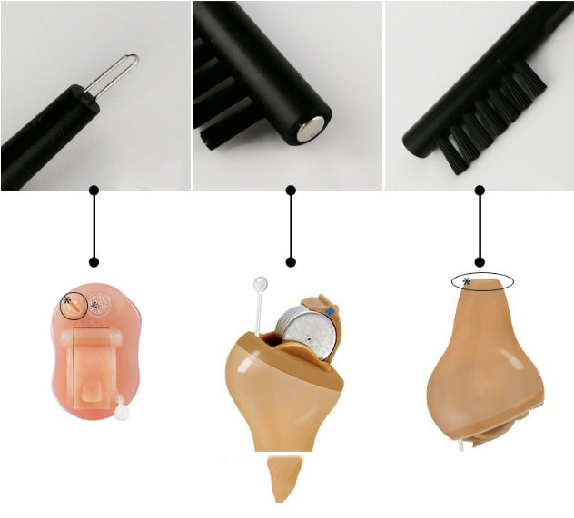 Hearing aid cleaning steel needle brush