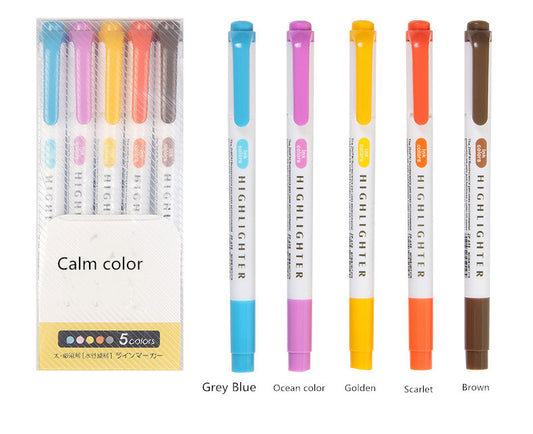 Double Head Highlighter Pen Mild liner Colors Fluorescent Highlighters